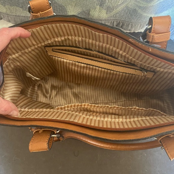 Faux ostrich blue tote - Picture 2 of 4